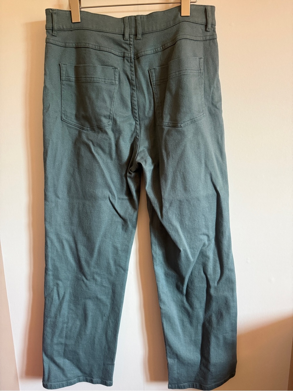 Frank And Oak Green Straight Leg Pants Size 12 Casual Workwear High Rise - Picture 4 of 5